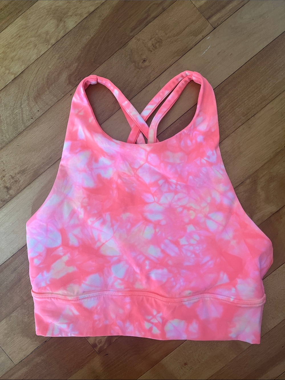 Lululemon energy bra tie dye pink orange small size 4